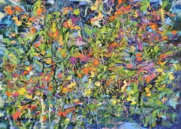Yau Bee Ling - Converging (2019) | Oil and sand medium on canvas; 102cm x 140cm