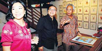 (From left) Gallery owner Lim Wei-Ling, Nor Azizan Rahman Paiman and Johor Baru member of parliament Datuk Shahrir Abdul Samad at the launch of the exhibition.