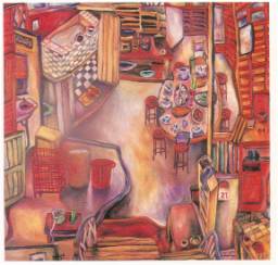 Title: Home Kitchen (Family Series) Medium: Oil on canvas Size: 67.5 cm x 67.5cm Year: 1997