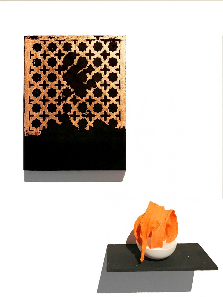 Rajinder-Singh-Untitled-Jali-2019-Acrylic-on-hardboard-with-shelf-and-jesmonite-and-fabric-in-resin-structure-20-772x1030