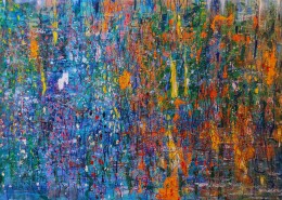 Yau Bee Ling - Seeking out the lost serenity (2021) | Oil paint on jute canvas; 152.5cm x 213cm