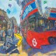 Red buses, Oil on canvas, 170 x 380cm (Diptych), 2018-1
